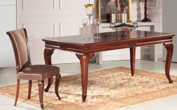  Τραπέζι σε στυλ μπαρόκ. Ατόφιο μασίφ ξύλο οξιάς στο σκελετό και στην επιφάνεια ρίζα καρυδιάς.