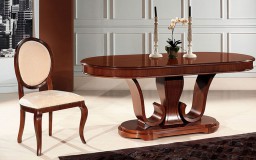 Τραπέζι σε σχήμα οβάλ. Design ιδιαίτερο εξ ολοκλήρου από αμερικάνικη καρυδιά.